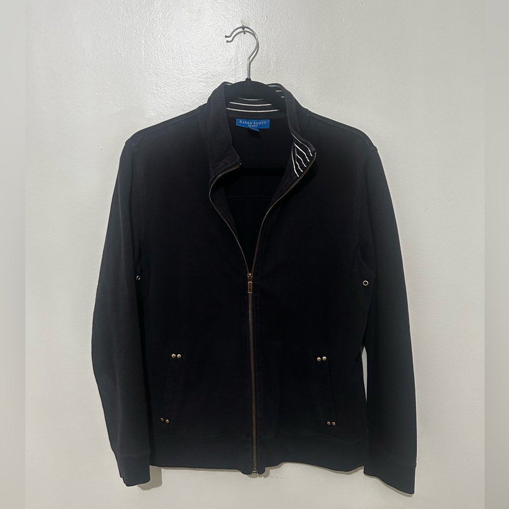 KAREN SCOTT | Black Zip-up Sport Jacket, Size Small - Picture 2 of 4